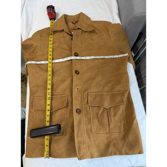 Vtg Unisex Pacific Trail Sportswear Tan PVC suede Barn Chore Jacket Korea Sz-40 - Picture 5 of 10